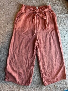 mahina rust-Pink Elastic Waist Tie Pants